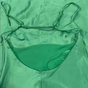 Zara Green Prom Dress with Satin Finish and Cowl Neckline thumbnail 5