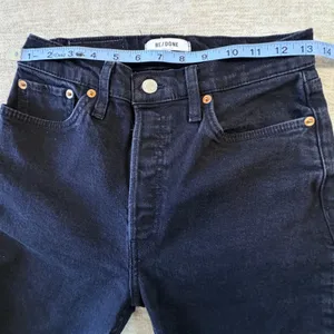 RE/DONE High Rise Ankle Crop Distressed Jeans‎ Black Wash Denim Size 29 thumbnail 6