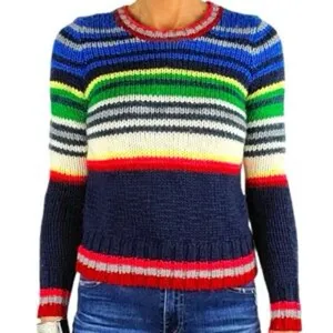 American Eagle Outfitters Colorful Wool-Blend Striped Knit Sweater Grandpa Core thumbnail 2