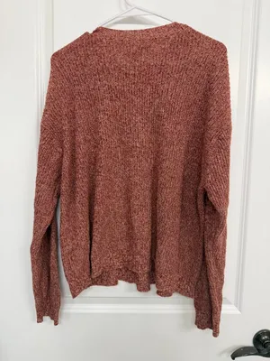 American Eagle Rust Red Marled Open Knit Crewneck Sweater Women’s M thumbnail 6