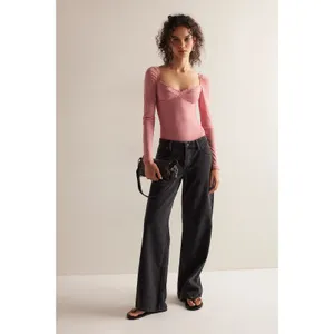 Free People -Suddenly fine bodysuit in Glowing Mauve Size Small NWT thumbnail 5