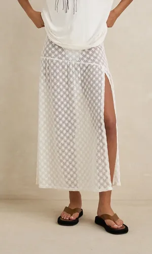 Rhythm Womens Gigi Lace Maxi Skirt White High Waist‎ Side Slit Boho XS/6 NWT thumbnail 1
