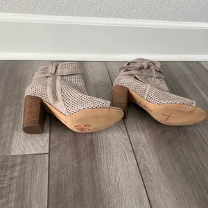 Open Toe Bootie Perforated Suede Bow Tie Taupe-8M thumbnail 7