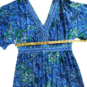 Lilly Pulitzer Addison‎ Floral Maxi Dress Size 14 Abaco Blue Turtle Awe Preppy thumbnail 12