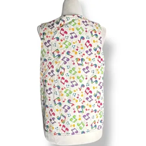 Vintage Handmade Reversible‎ Rainbow Music Note Vest Black White Colorful Notes Size M thumbnail 9