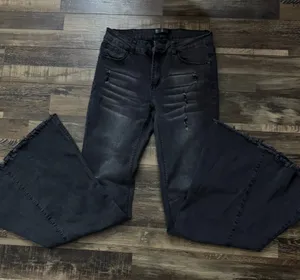 Lucky and Blessed Buckle Flare Jeans Black Wash Size 6 thumbnail 1