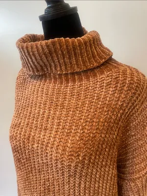Brown Ribbed Turtleneck Sweater - size medium super soft thumbnail 2