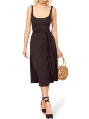 Reformation August Midi Dress tie front adjustable scoop round neck tencel wrap thumbnail 7
