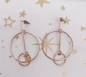 Modern rose gold dangle Earrings thumbnail 1