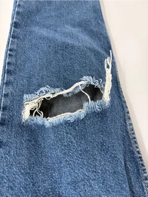 Free people we the free ripped distress blue straight leg denim jeans size 30 thumbnail 4