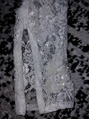 Sherri Hill Size 00 White Pearl Beaded Lace Open Back Cropped Prom Top High Neck thumbnail 5