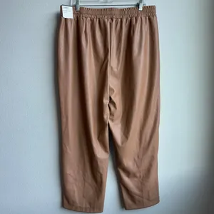 NWT Calia Journey Pants Size XL Tan Vegan Leather High Rise Straight Leg Pull On thumbnail 4