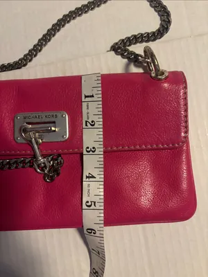 Michael Kors Fuchsia Pink Leather Shoulder Bag Silver Chain Handle And Lock thumbnail 16