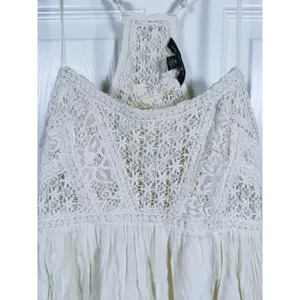 Vintage Y2K American Eagle Babydoll Mini Dress XS Cream Boho Country Concert thumbnail 10