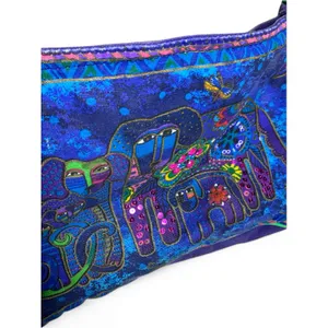 Laurel Burch Shoulder Bag Cats Dogs Purple Green Canvas Art Purse Vintage thumbnail 7