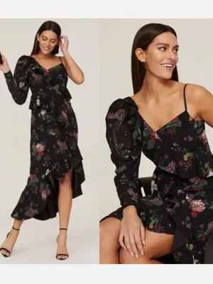 AMUR Pasqualena One Shoulder Dress in Floral Print thumbnail 3