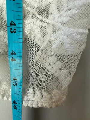 Floral Sheer Lace Cottagecore Tie Front Kimono Duster Cotton Blend thumbnail 7
