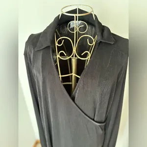 Princess Polly Faux Wrap Long Sleeve Dress Size 6 Black thumbnail 5