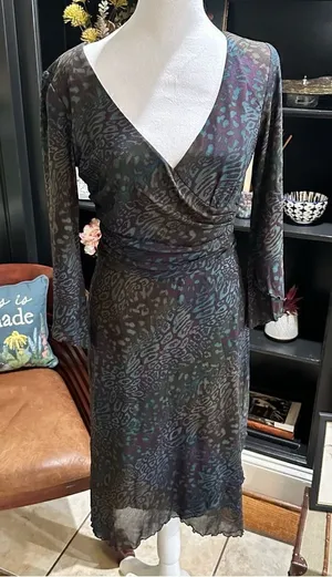 Kay Unger Leopard Print Multi Colored Dress Size 6 thumbnail 1