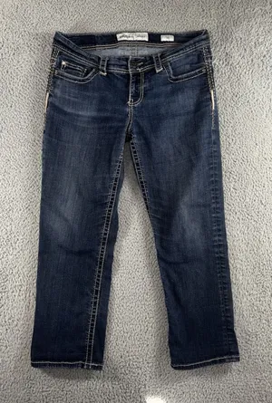 Buckle Bke Denim Jeans Women 30 Low‎ Rise Cropped Thick Stitch Y2K Western Retro thumbnail 1