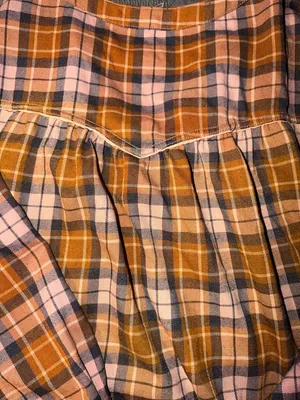 Free People Orange, Brown, and Pink Plaid Button-Down Shirt thumbnail 5