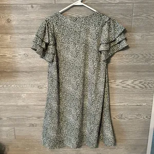 JODIFL Green Floral‎ Ruffle Sleeve V Neck Mini Dress Women's Size S thumbnail 5