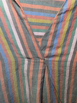 Madewell Multicolor Striped V-Neck Short Sleeve Button-Down Blouse XS thumbnail 4