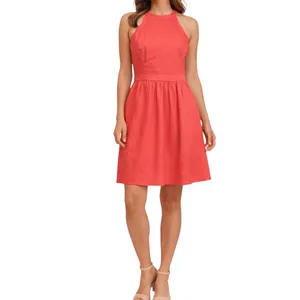 Market & Spruce NWT Halter Dress Linen Coral Linen Cotton Women's Size Medium thumbnail 15