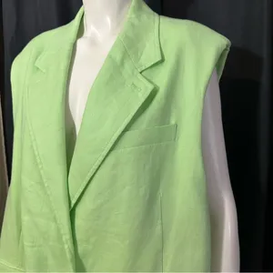 We the Free Green Light Lime Bright Young Things Linen Blazer Vest Large New thumbnail 6