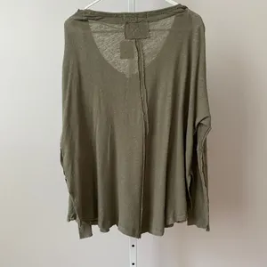 We The Free M‎ Green Henley Linen Slub Raw Hem Boho Slouchy Lagenlook NWT thumbnail 6