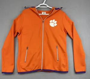 Clemson Jacket Woman’s XL Full Zip Long Sleeve Hooded Tigers Orange E5 thumbnail 1
