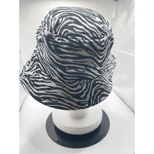 NWT Design Zebra‎ Print Bucket Hat Black White Sz S/M Safari H0171 thumbnail 3