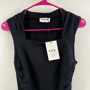 LNA Amani Tank Top SZ Medium NWT Midnight Sky Ruched Sleeveless Square Neck thumbnail 7