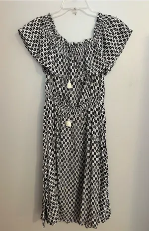 kate spade Black and‎ White Geometric Off-Shoulder Dress thumbnail 1
