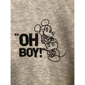 Disney Embroidered Mickey Mouse "Oh Boy!" crewneck sweatshirt L thumbnail 2