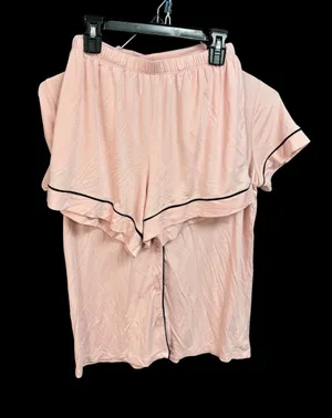 Women’s Pink Short Sleeve Tommy John Pajama Set with Contrast Piping thumbnail 1