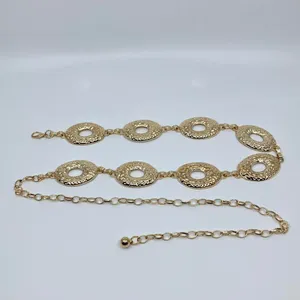 Vintage Y2K Boho Gold Hammered Open Oval Chain Belt, Up to 42.5 Inches, X7GA1146 thumbnail 6