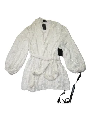 NWT retrofete Gabrielle Robe in Moonglow White Sequin Mini Wrap Dress S $635 thumbnail 8
