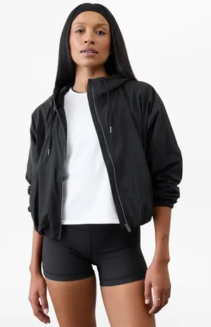 [Athleta] Black Day Drift Jacket Cropped Lightweight Windbreaker Size Medium M thumbnail 1