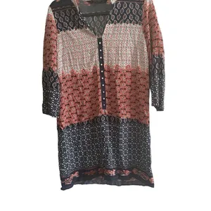 Zara Basic Moroccan Printed Blue/ orange pattern Tunic Dress Size Small thumbnail 4