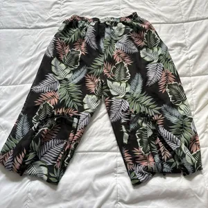 Womens Wide Leg Floral‎ Tropical Beach Summer Cover Up Flowy Drawstring Green thumbnail 10