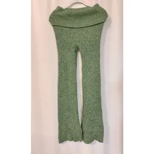 Aerie women’s XS Ribbed Knit High Waisted Flare Pants Green stretch foldover boh thumbnail 4