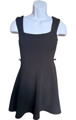 Womens Agaci Textured Black Sleeveless Fit & Flare Skater Dress - Sz S thumbnail 1