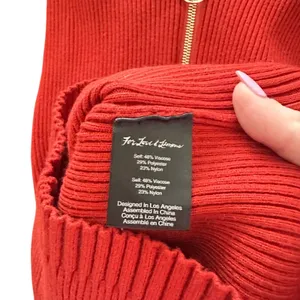 FOR LOVE‎ & LEMONS Annie Ribbed Knit Zippered Mini Dress Red X-Small thumbnail 5