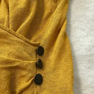 Anthropologie By Moth Mustard Sweater Wrap Puff Sleeve Mini Dress Pockets XS thumbnail 5