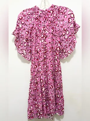 Hale Bob Marae Pink Heart Leopard Print‎ Dress XS NWT thumbnail 4