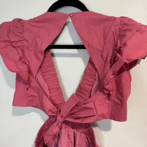 Runway Scout Womens Ruffled Cut Out Backless Rose Pink Mini Dress Size XS Cotton thumbnail 6