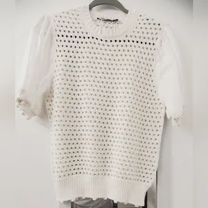 New Zara CONTRAST OPEN KNIT TOP. Medium. thumbnail 3