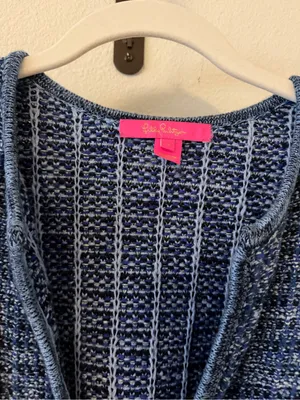 Lilly Pulitzer Simora Fringe Tweed Cardigan - Blue thumbnail 6