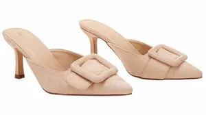 Amazon Suede Pointed Toe Buckle Heels thumbnail 1